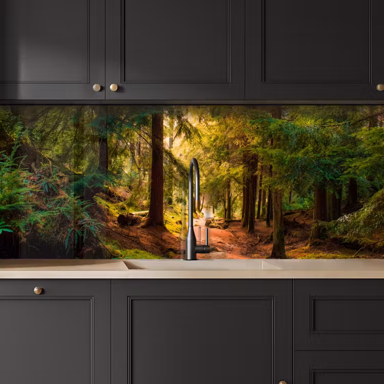 Schienale cucina - Foresta - Sentiero - Alberi - Verde - Sole - Natura — 6