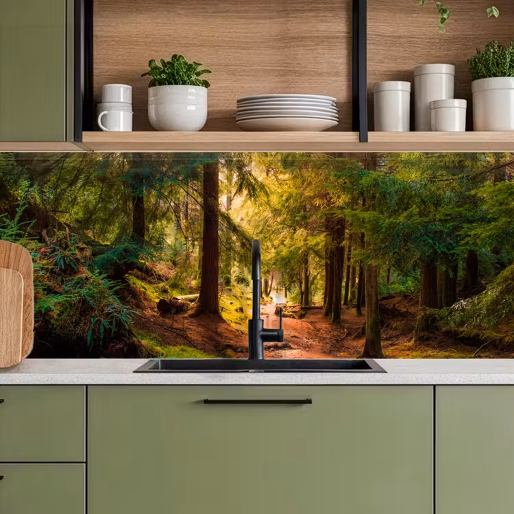Schienale cucina - Foresta - Sentiero - Alberi - Verde - Sole - Natura — 8
