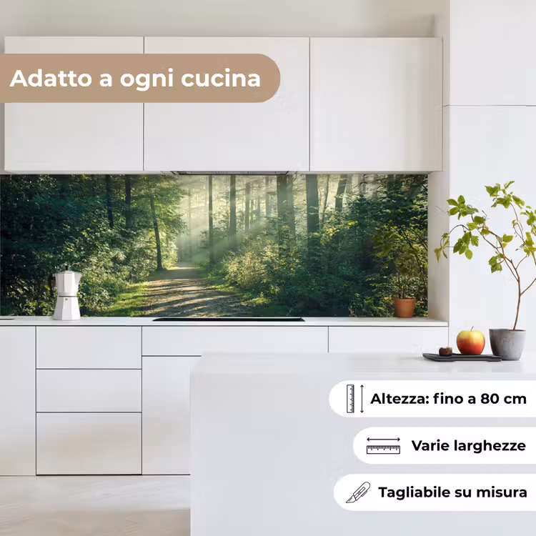 Schienale cucina - Foresta - Sentiero - Sole - Alberi - Verde - Natura — 6