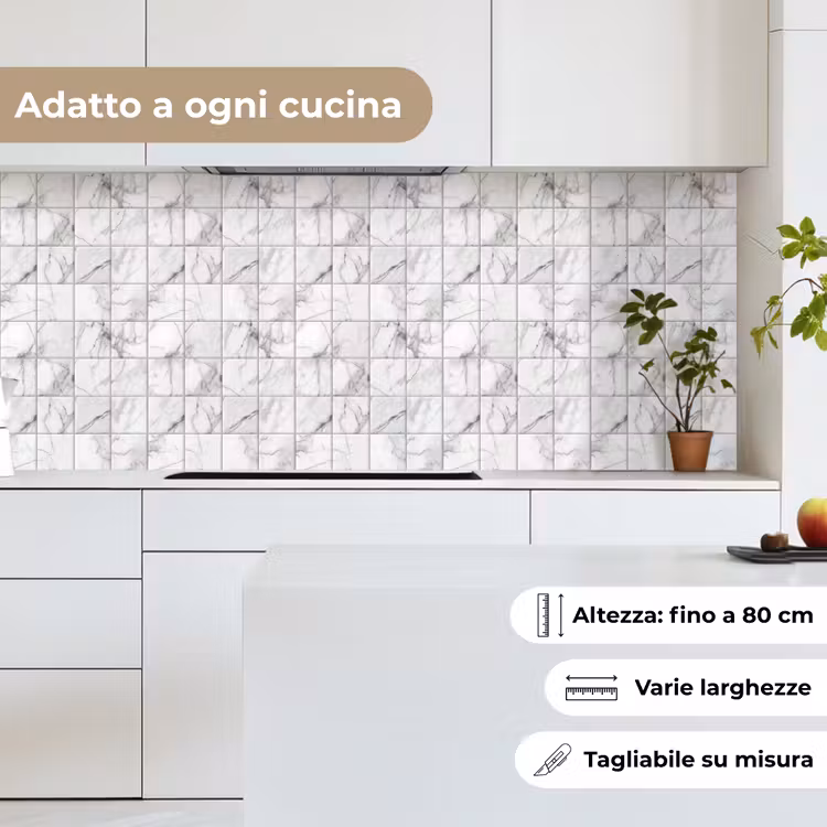 Schienale cucina - Marmo - Piastrelle - Grigio - Bianco — 7