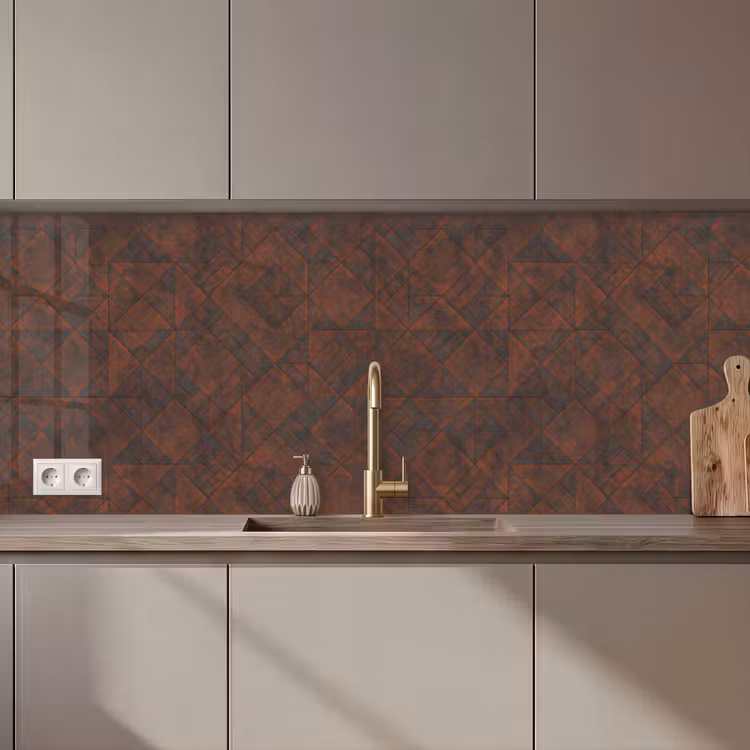 Schienale cucina - Motivo - Geometrico - Marrone - Ruggine — 1