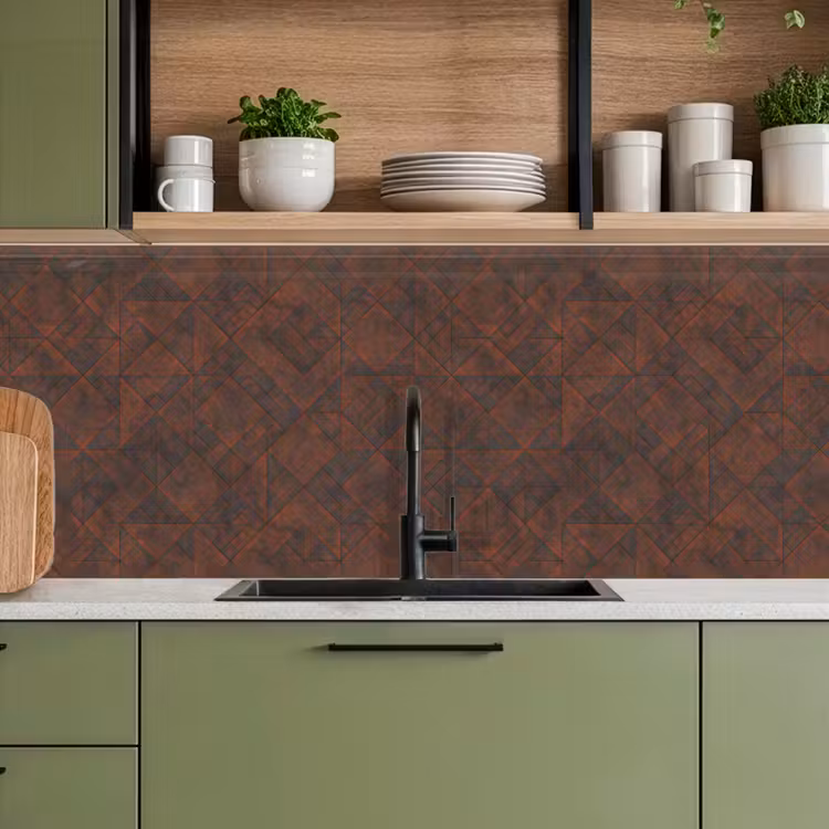 Schienale cucina - Motivo - Geometrico - Marrone - Ruggine — 8