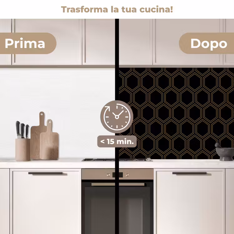 Schienale cucina - Nero - Oro - Esagono — 3