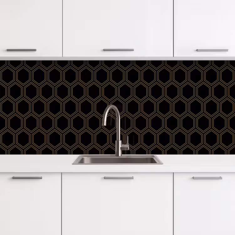 Schienale cucina - Nero - Oro - Esagono — 4