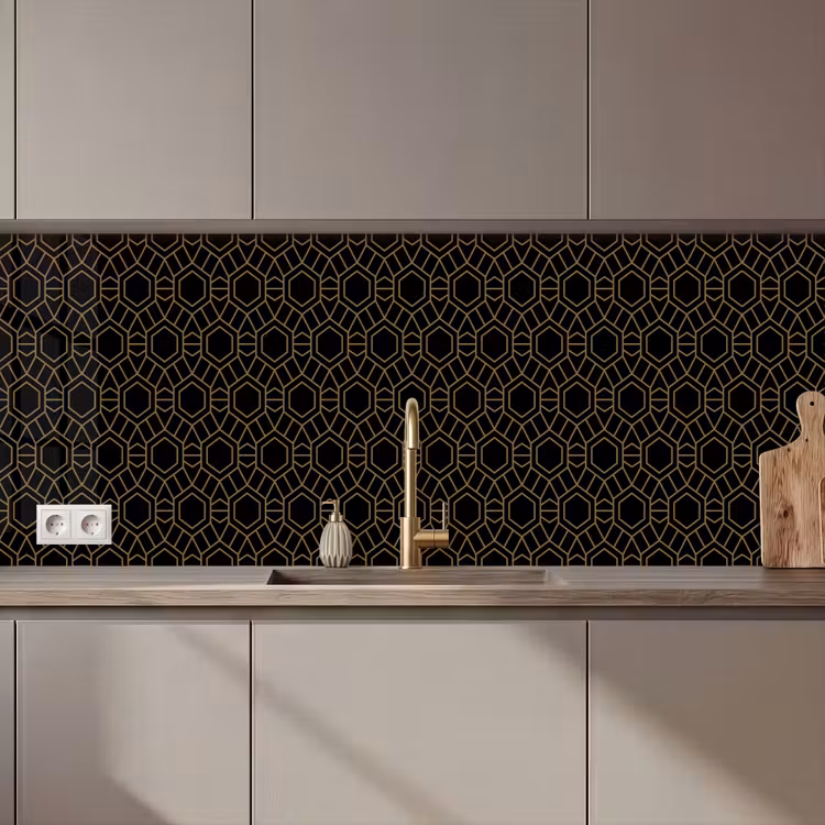 Schienale cucina - Oro - Nero - Struttura a rosette — 1