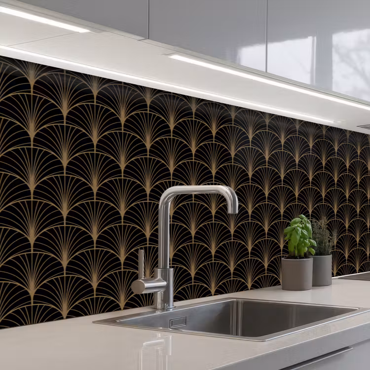 Schienale cucina - Oro - Ventagli - Nero — 2