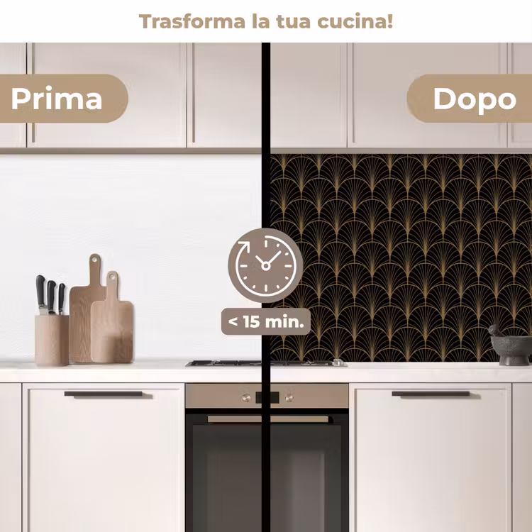 Schienale cucina - Oro - Ventagli - Nero — 3