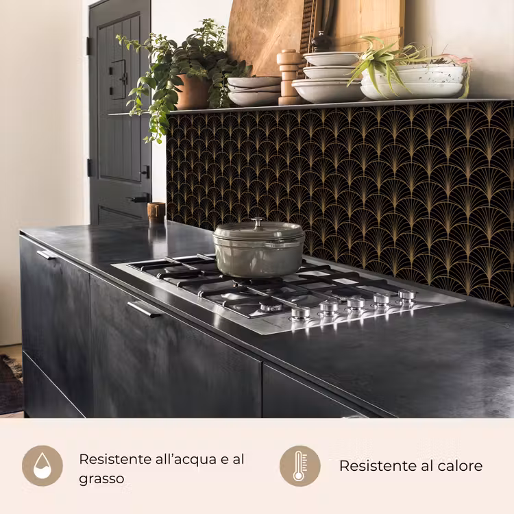 Schienale cucina - Oro - Ventagli - Nero — 5