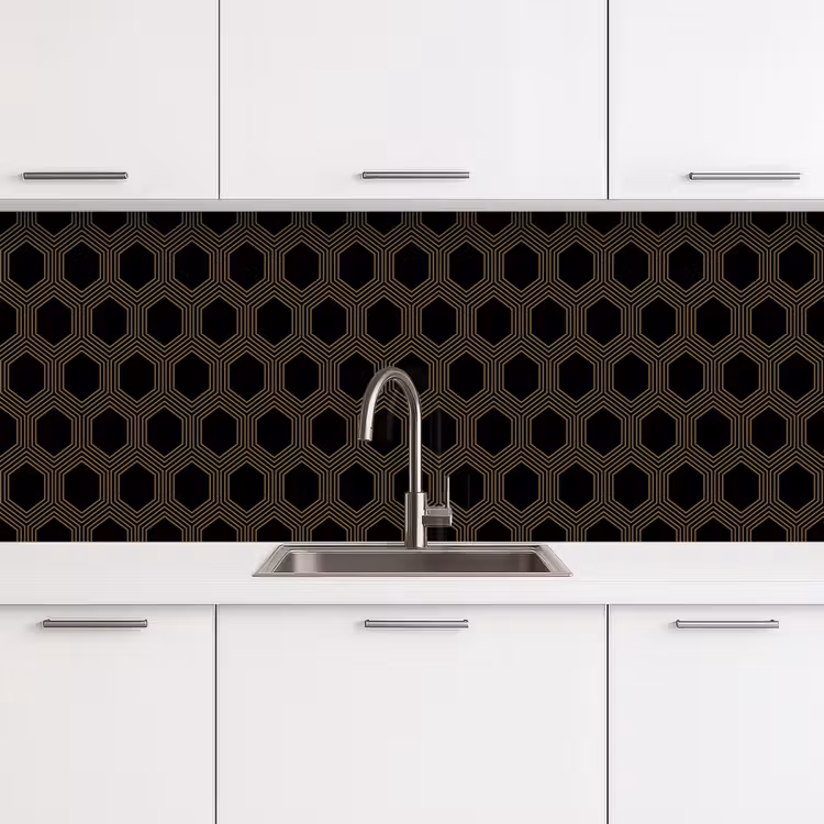 Schienale cucina - Parallelo - Oro - Nero - Motivo ad alveare — 4