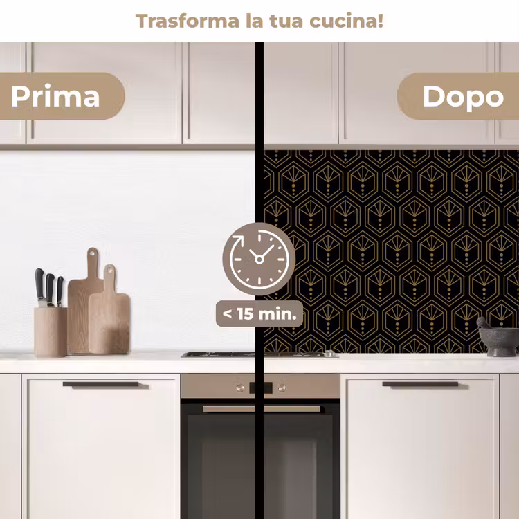 Schienale cucina - Sunburst - Nero - Oro - Puntini — 3