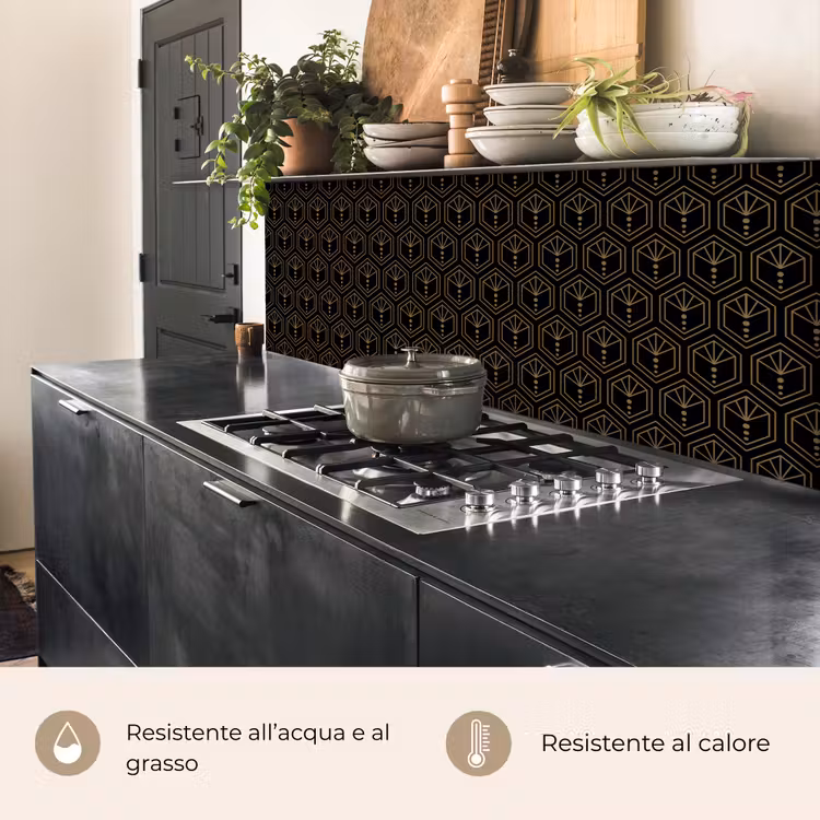Schienale cucina - Sunburst - Nero - Oro - Puntini — 5