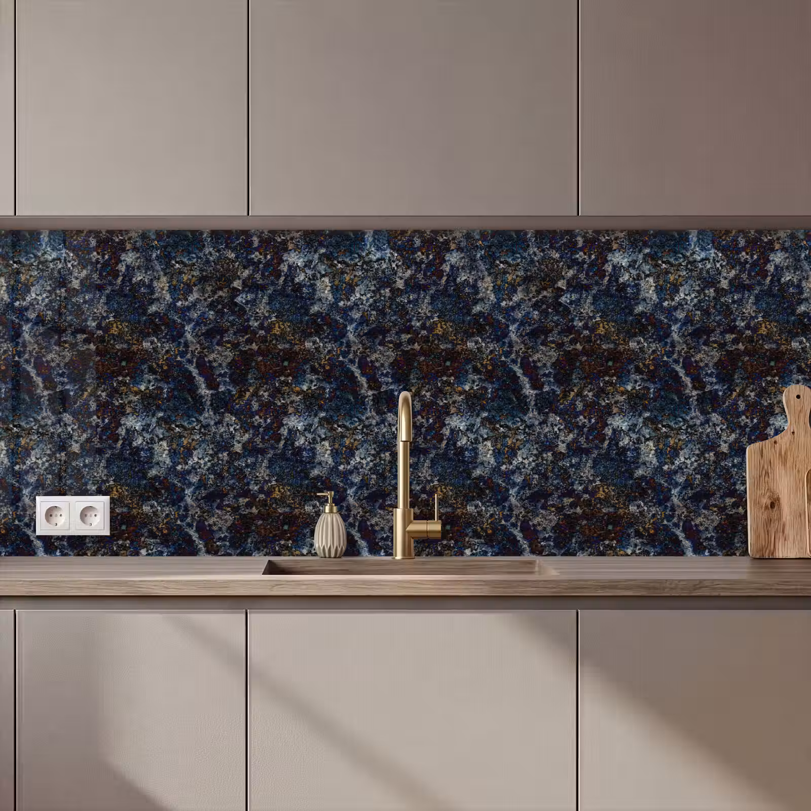 Schienale cucina - Blu - Granito - Scuro — 1