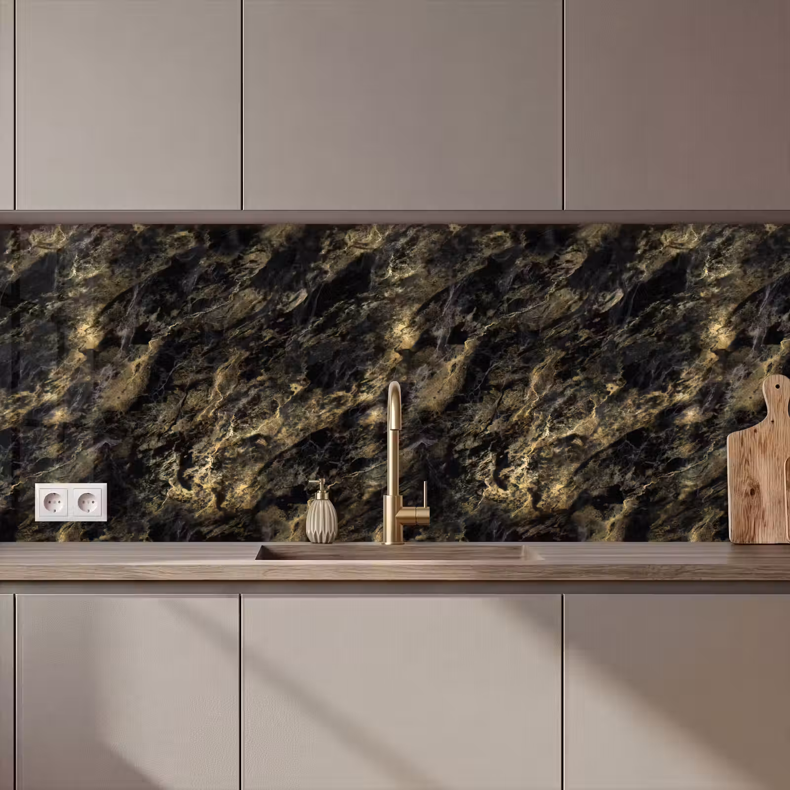 Schienale cucina - Marmo - Nero - Oro — 1