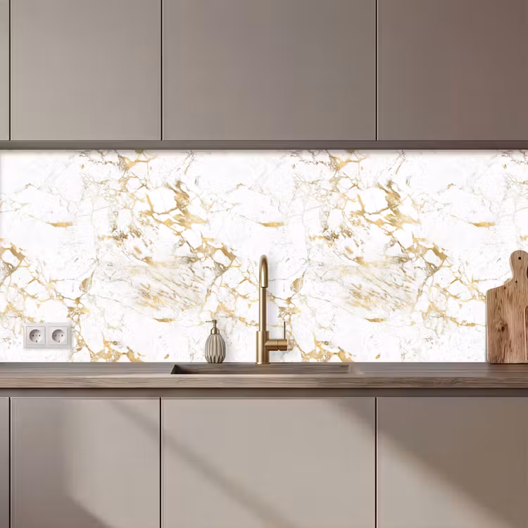 Schienale cucina - Bianco - Marmo - Lusso - Oro — 1