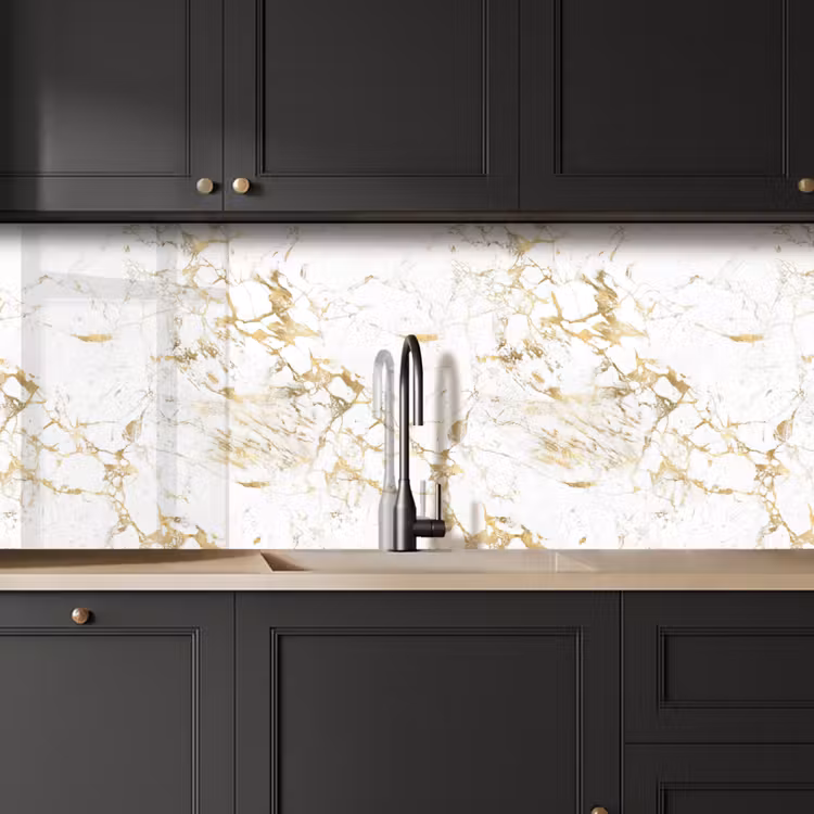 Schienale cucina - Bianco - Marmo - Lusso - Oro — 6