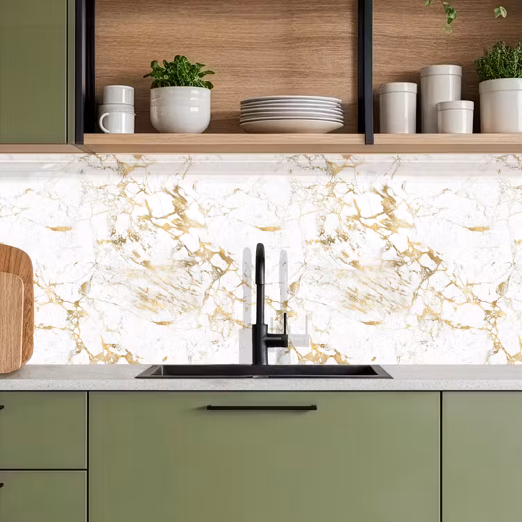 Schienale cucina - Bianco - Marmo - Lusso - Oro — 8