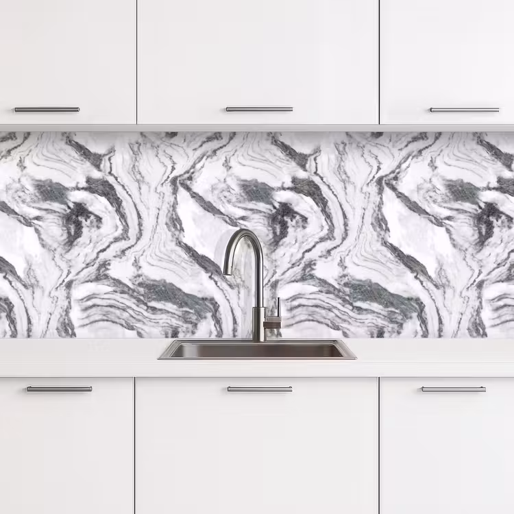 Schienale cucina - Bianco - Marmo - Ondulato - Grafite — 4