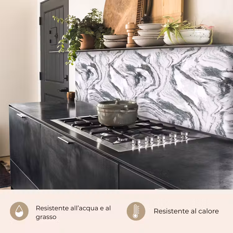 Schienale cucina - Bianco - Marmo - Ondulato - Grafite — 5