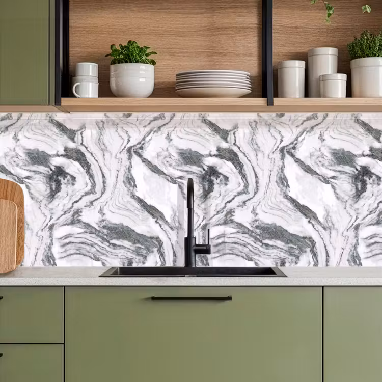 Schienale cucina - Bianco - Marmo - Ondulato - Grafite — 8
