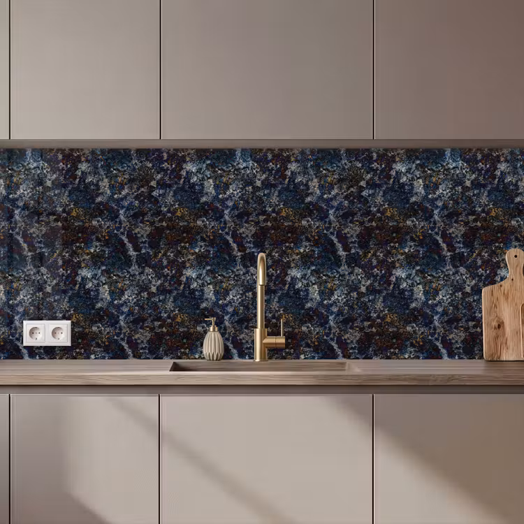 Schienale cucina - Blu - Granito - Scuro — 1