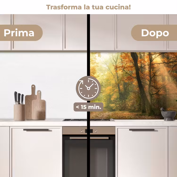 Schienale cucina - Foresta - Autunno - Sole - Paesaggio - Natura - Alberi - Foglie — 2