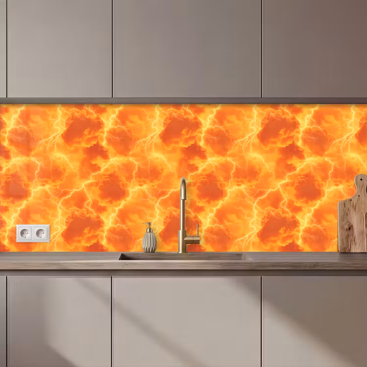Schienale cucina - Fulmine - Tempesta - Arancione — 1