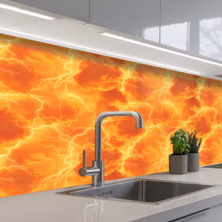 Schienale cucina - Fulmine - Tempesta - Arancione — 2