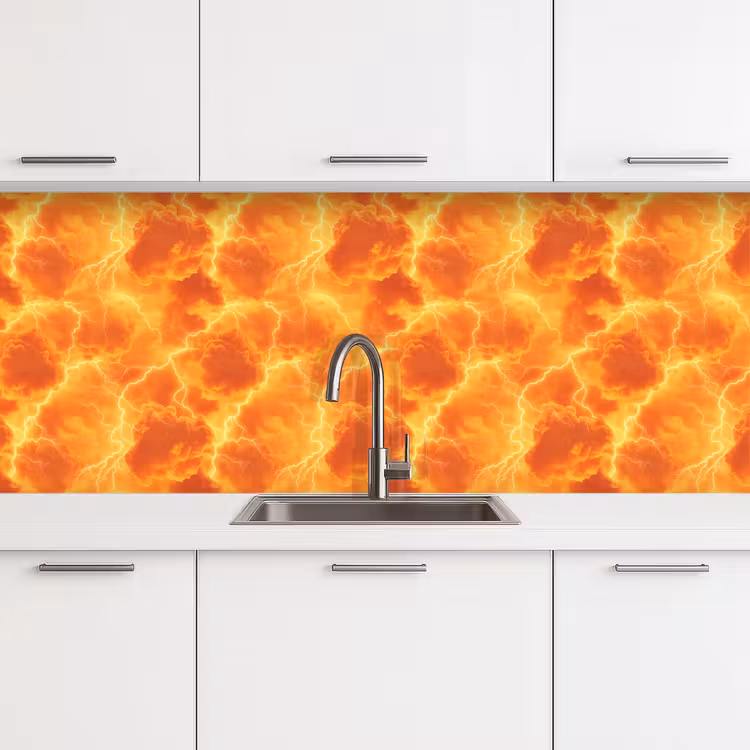 Schienale cucina - Fulmine - Tempesta - Arancione — 4