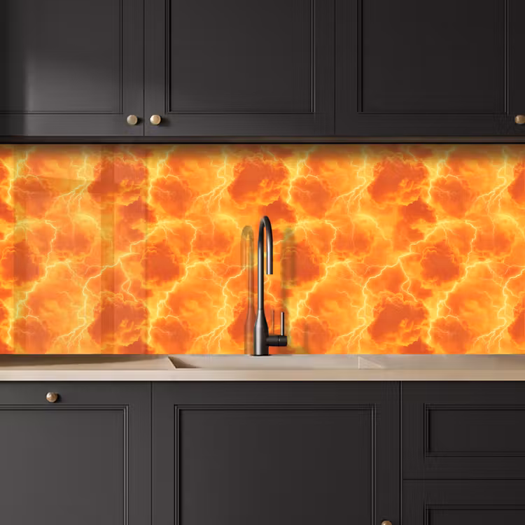Schienale cucina - Fulmine - Tempesta - Arancione — 6