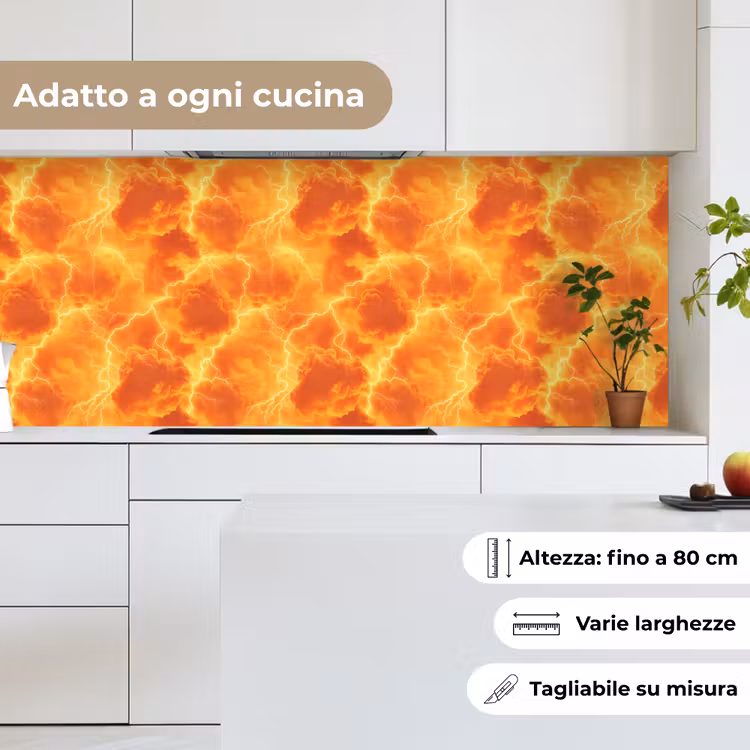 Schienale cucina - Fulmine - Tempesta - Arancione — 7