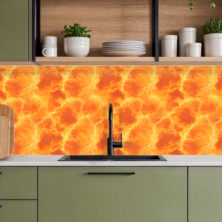 Schienale cucina - Fulmine - Tempesta - Arancione — 8
