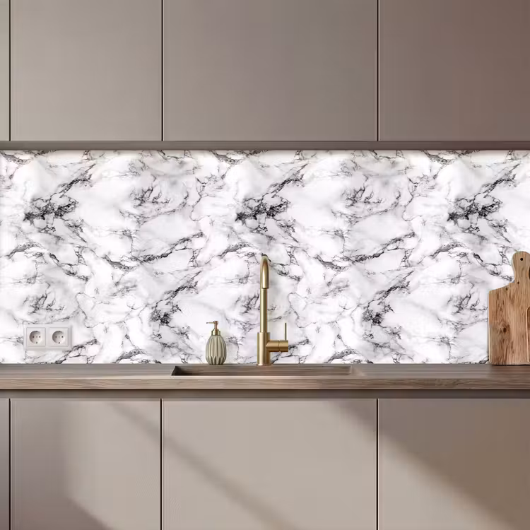 Schienale cucina - Marmo - Nero - Drammatico - Bianco — 1