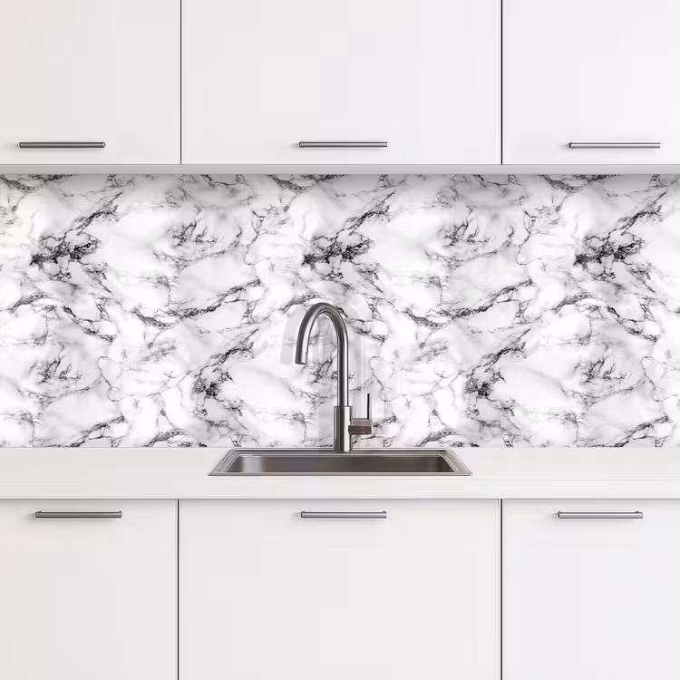 Schienale cucina - Marmo - Nero - Drammatico - Bianco — 4