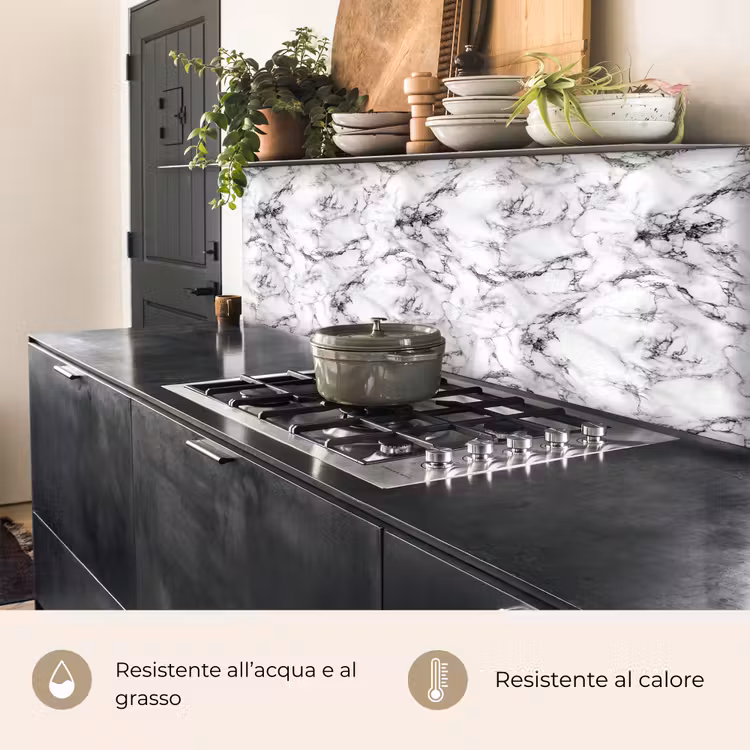 Schienale cucina - Marmo - Nero - Drammatico - Bianco — 5