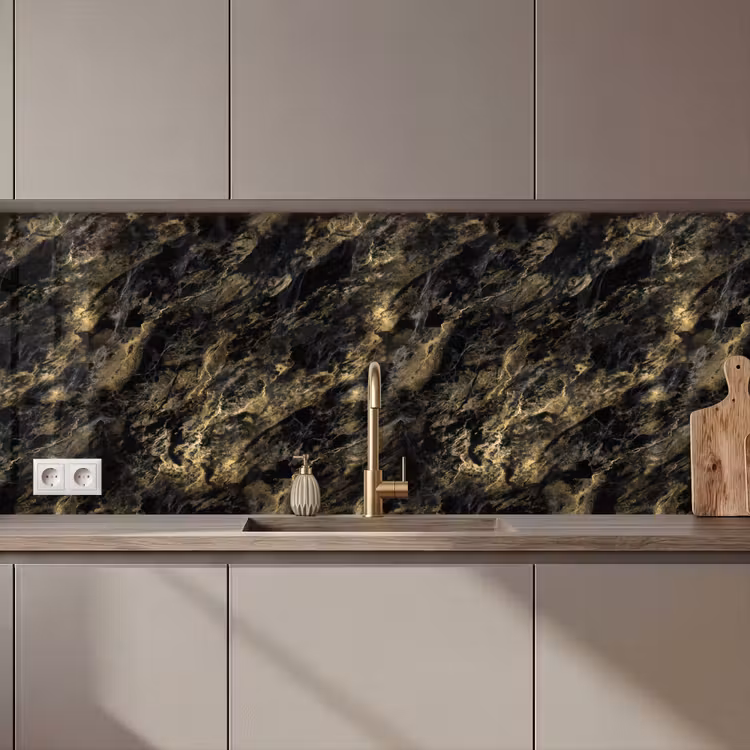 Schienale cucina - Marmo - Nero - Oro — 1
