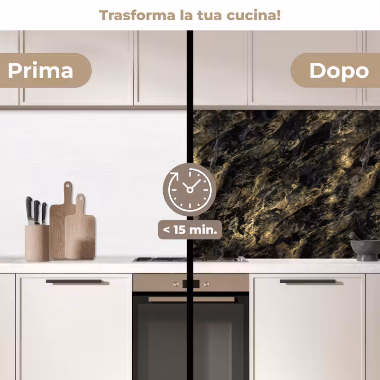 Schienale cucina - Marmo - Nero - Oro — 3
