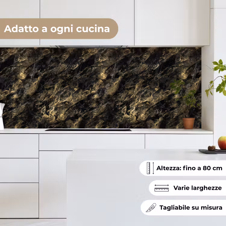 Schienale cucina - Marmo - Nero - Oro — 7