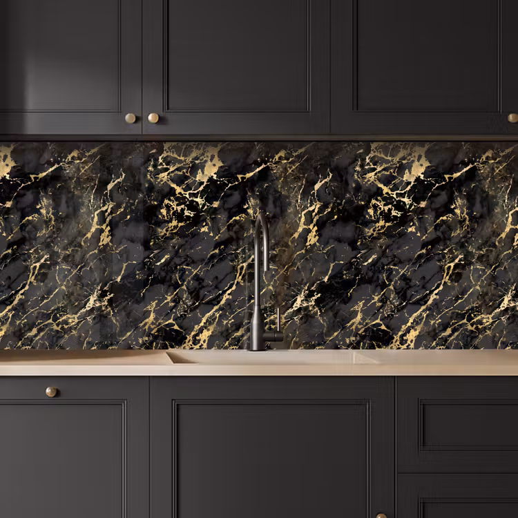 Schienale cucina - Marmo - Nero - Struttura oro — 6