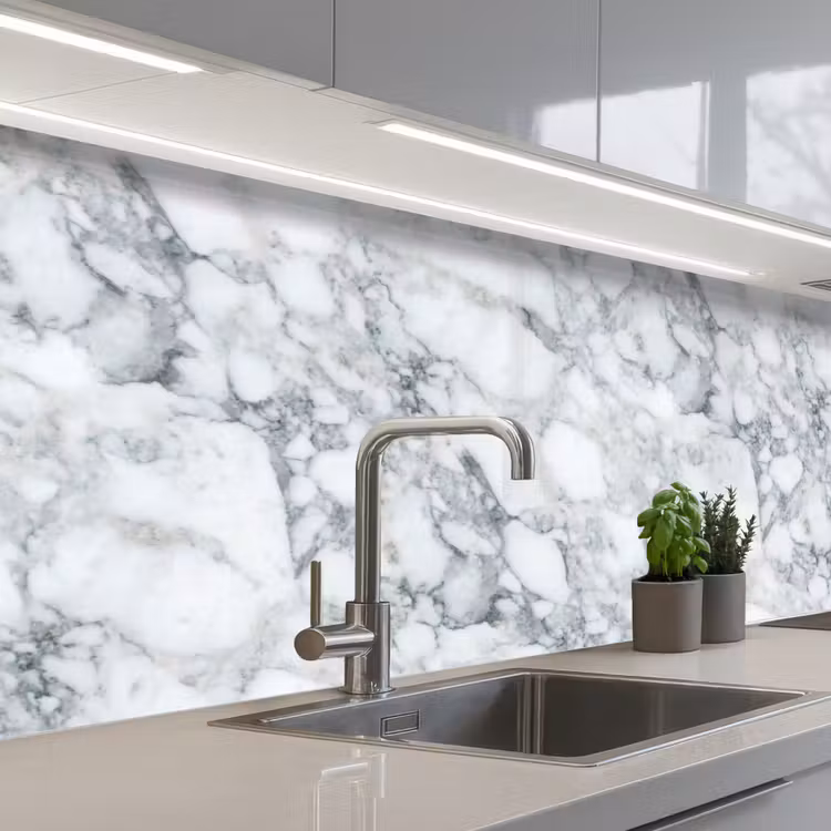 Schienale cucina - Mosaico - Marmo - Bianco - Irregolare — 2