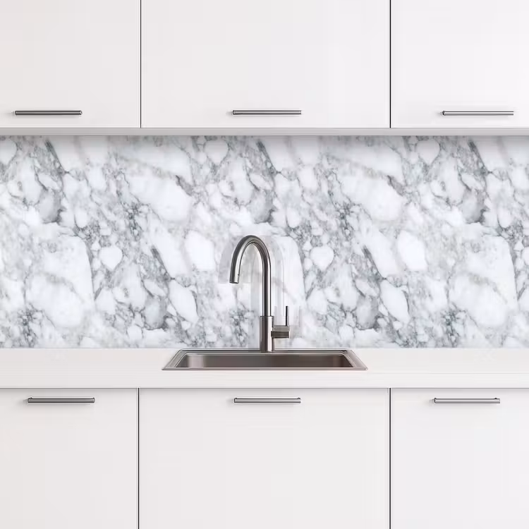 Schienale cucina - Mosaico - Marmo - Bianco - Irregolare — 4