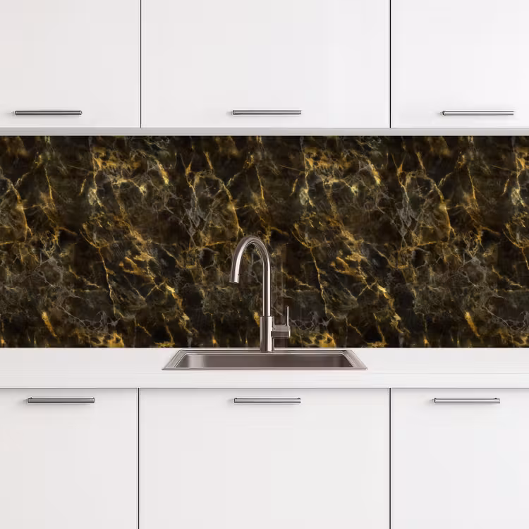 Schienale cucina - Nero - Marmo - Oro — 4