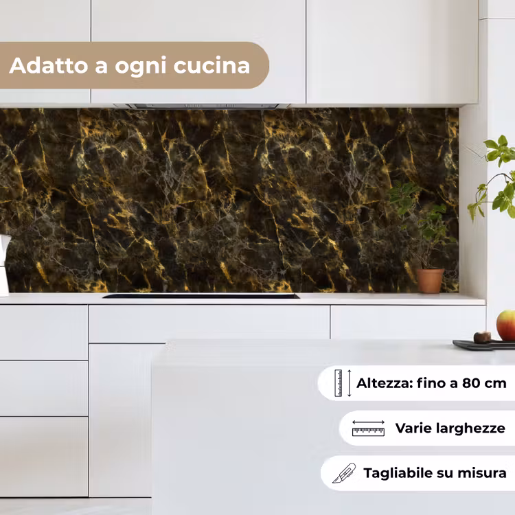 Schienale cucina - Nero - Marmo - Oro — 7
