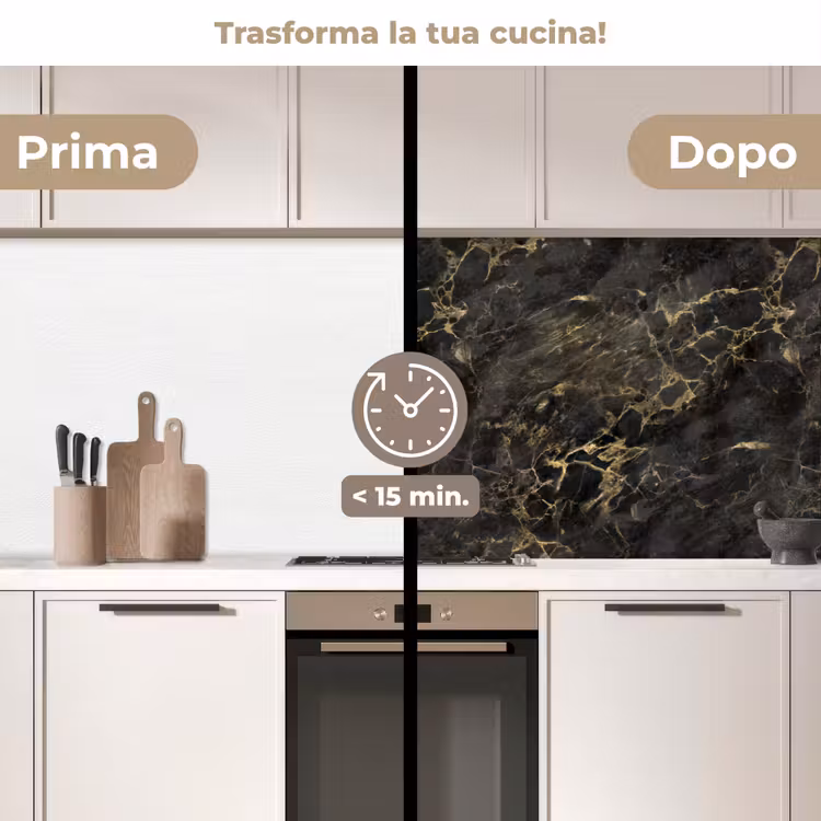 Schienale cucina - Nero - Marmo - Oro - Nerf — 3