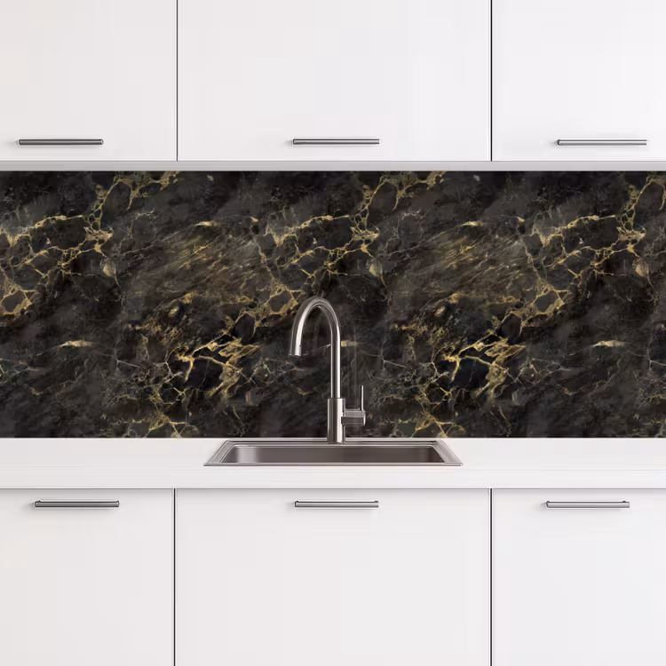 Schienale cucina - Nero - Marmo - Oro - Nerf — 4