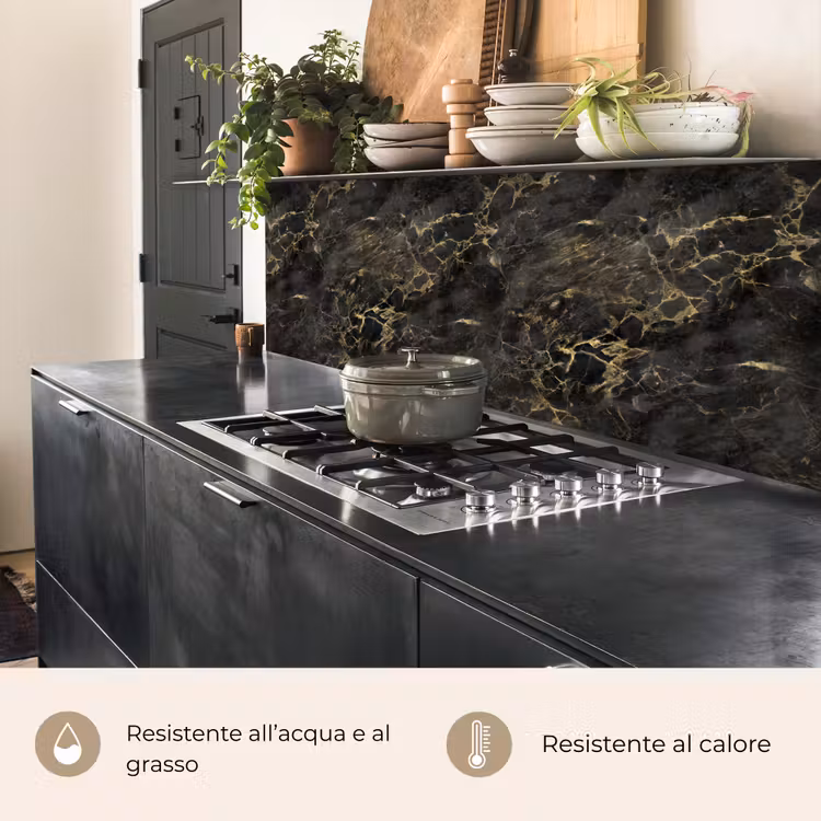 Schienale cucina - Nero - Marmo - Oro - Nerf — 5