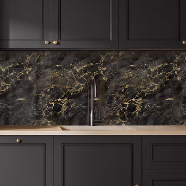 Schienale cucina - Nero - Marmo - Oro - Nerf — 6