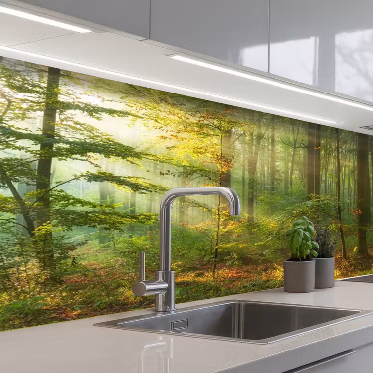 Schienale cucina - Sole - Foresta - Alberi - Natura - Autunno — 2