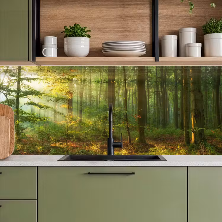 Schienale cucina - Sole - Foresta - Alberi - Natura - Autunno — 8