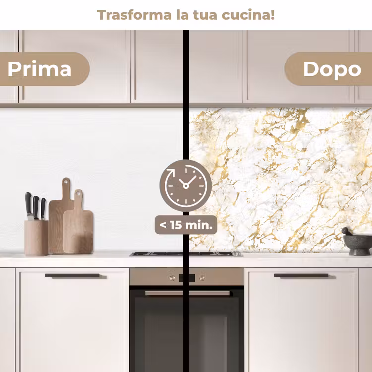 Schienale cucina - Spruzzi d'oro - Bianco - Marmo — 3