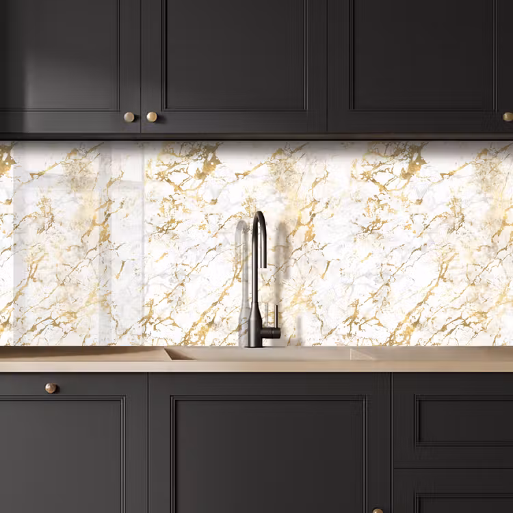 Schienale cucina - Spruzzi d'oro - Bianco - Marmo — 6